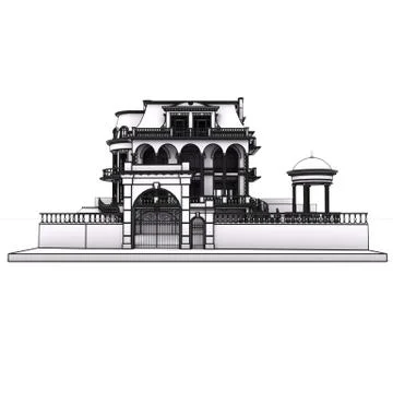 Classic building wireframe Ilustración de archivo