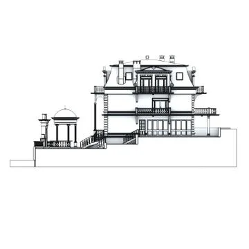 Classic building wireframe Stock Illustration