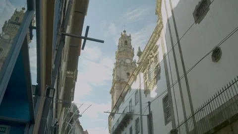 Classic buildings along the central streets of Porto. Stock Footage 327687630
