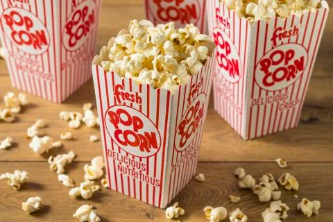 Classic Buttery Movie Theater Popcorn Stock Photos