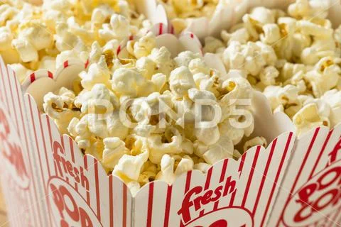 Classic Buttery Movie Theater Popcorn Stock Photos