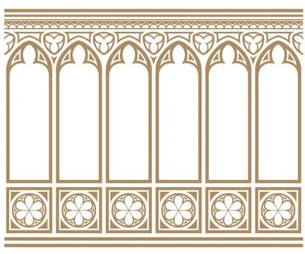 Classic cabinet wall made of gothic paneling Stock Illustration