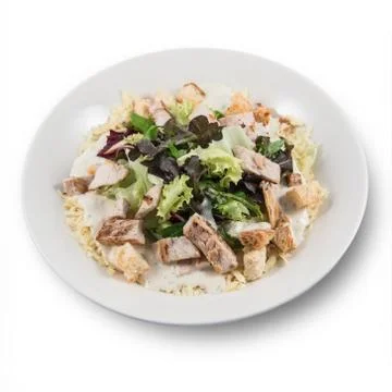 Classic Caesar Salad with mixed vegetables, homemade croutons, parmesan cheese Stock Photos