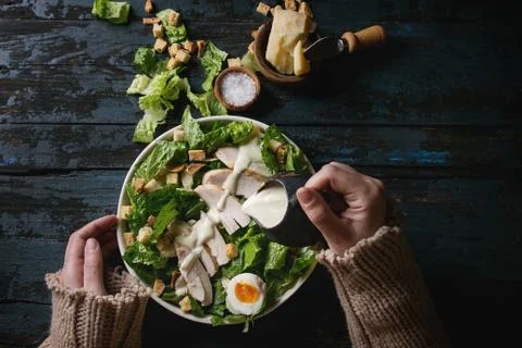 Classic Caesar salad Stock Photos