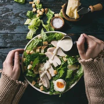 Classic Caesar salad Stock Photos