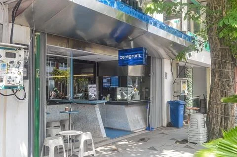 A classic cafe called zerogram on Jalan Tunjungan, Indonesia, 2 March 2024. Stock Photos