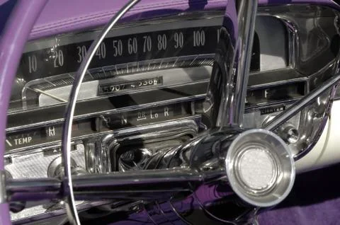 Classic car dashboard Stock Photos