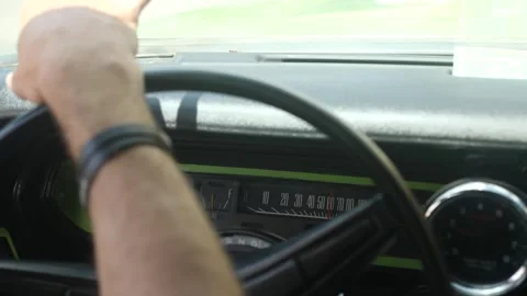 Classic car driving experience on a beautiful road Stock Footage 311944351