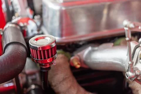 Classic Car Engine Air Filter Detail Stock Photos