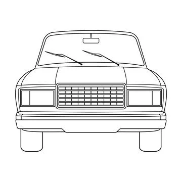 Classic Car Front View Vector Illustration Stock Illustration