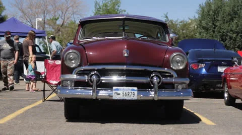 Classic Car Full Frontal Stock Footage 25239594