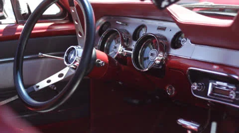 Classic Car Interior Stock Footage 25242292