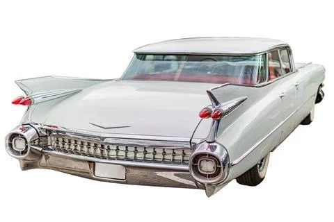 Classic car isolated on white background, sleek elegant design, chrome-plat.. Stock Photos