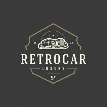Classic car logo template vector design element vintage style for label or .. Stock Illustration