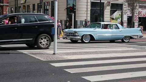CLASSIC CAR IN MALMÖ Stock Footage 154853787