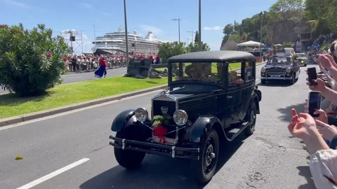 Classic Car Parade During Madeira Flower Festival 2026 (Part 10) Video stock 334670418