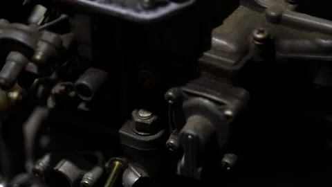Classic car repair. Engine adjustment. Stock Footage 233463960