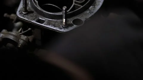 Classic car repair. Engine adjustment. Stock Footage 233463971