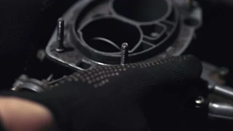 Classic car repair. Engine adjustment. Stock Footage 233464093