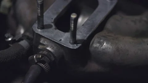 Classic car repair. Engine adjustment. Video stock 233464154