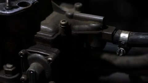 Classic car repair. Engine adjustment. Stock Footage 233464161