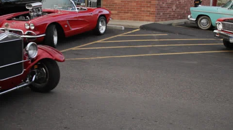 Classic Car Rolls Into Frame Stock Footage 25242337
