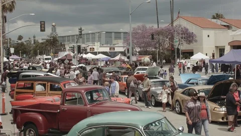 Classic Car show Stock Footage 76396390