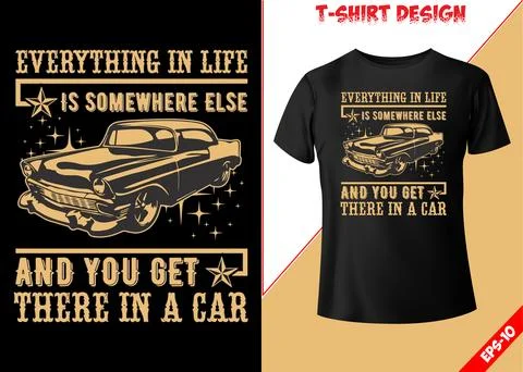 Classic car vector art t-shirt design Stock Illustration