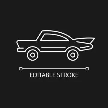 Classic car white linear icon for dark theme Stock Illustration