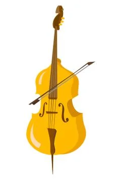 Classic cello with bow vector cartoon illustration Illustrazione stock