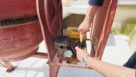 Classic Cement Mixer in Use on Construction Site Video stock 309704624