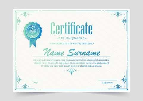 Classic certificate award template Stock Illustration