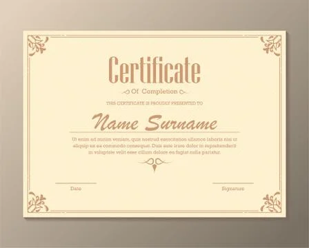 Classic certificate award template Stock Illustration