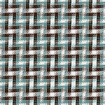 Classic checkered pattern in teal, brown, and beige. Textile design, flannel  Stock Illustration