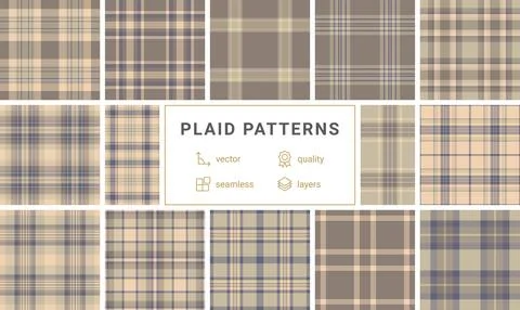 Classic checkered plaid set, offering versatile geometric patterns for shir.. Illustrazione stock
