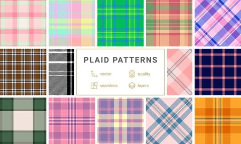 Classic checkered plaid set, offering versatile geometric patterns for shir.. Stock Illustration