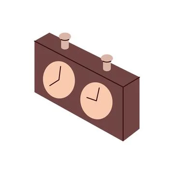 Classic chess clock vector in isometric style for game and design use Ilustración de archivo