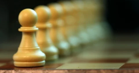 Classic Chess Line of Pawn, racking focus Stock Footage 103035359