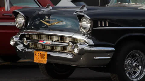 Classic Chevy Headlights and Grill Stock Footage 25240868