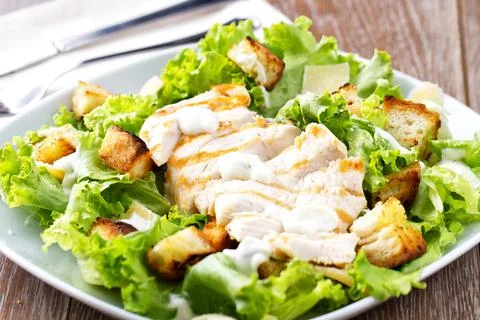 Classic Chicken Caesar Salad on a plate. Foto stock