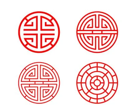 Classic Chinese circle window frame in vector Stock Illustration