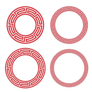 Classic Chinese red circle window and photo frame Stock Illustration