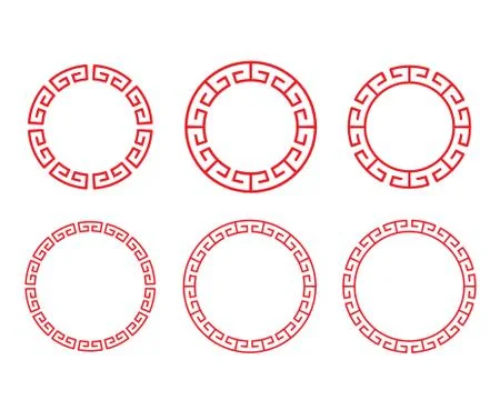 Classic Chinese red circle window and photo frame Stock Illustration