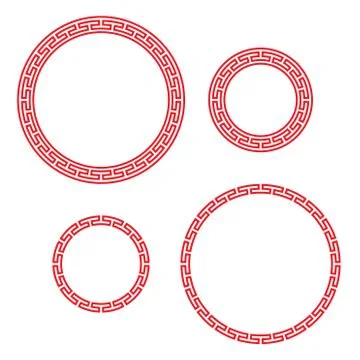 Classic Chinese red round window and photo frame Stock Illustration