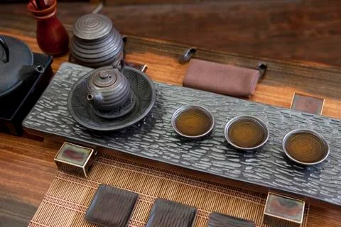 Classic Chinese tea set in a tea room Stock Photos