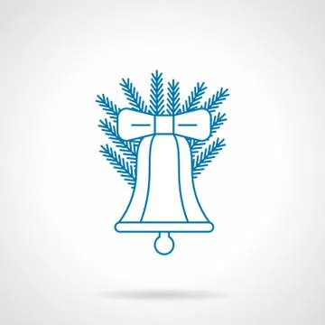 Classic Christmas bell thin blue line vector icon Stock Illustration