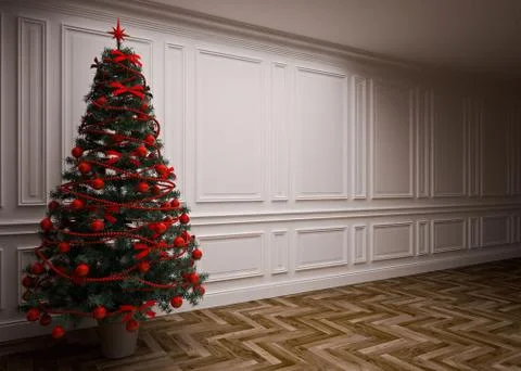 Classic  Christmas interior Stock Illustration