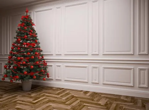 Classic  Christmas interior Stock Illustration