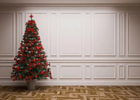Classic  Christmas interior Stock Illustration