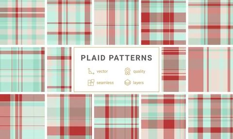 Classic Christmas plaid bundle created for festive decor. The pack supports w Illustrazione stock
